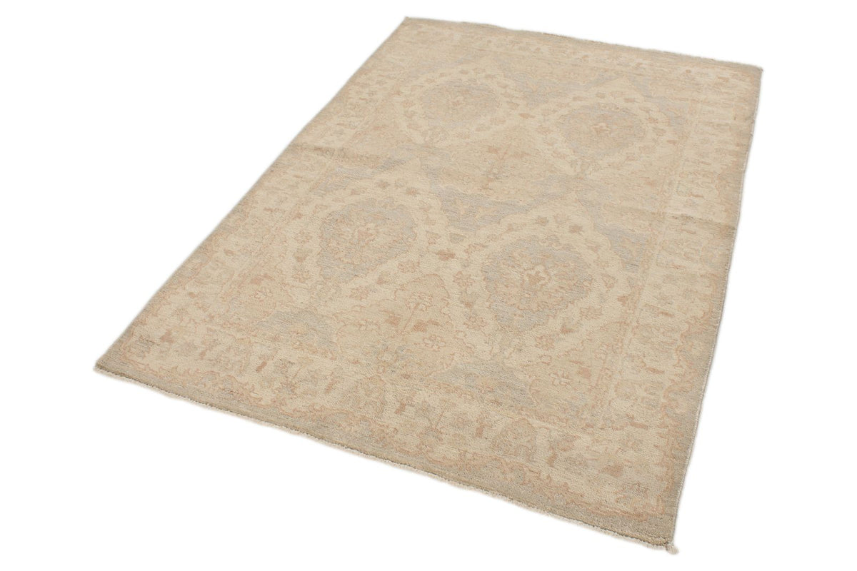 4x6 Off White and Blue Turkish Oushak Rug