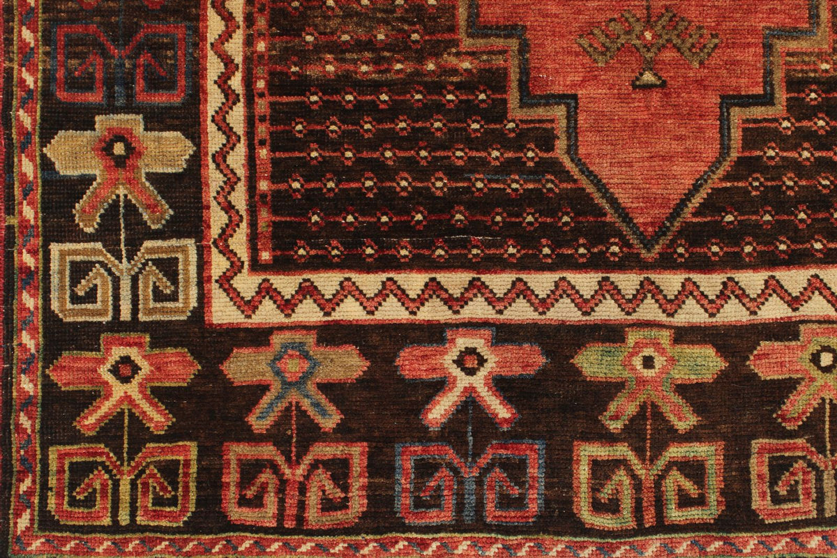4x14 Red and Brown Turkish Tribal Runner