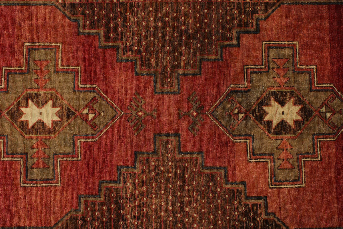 4x14 Red and Brown Turkish Tribal Runner