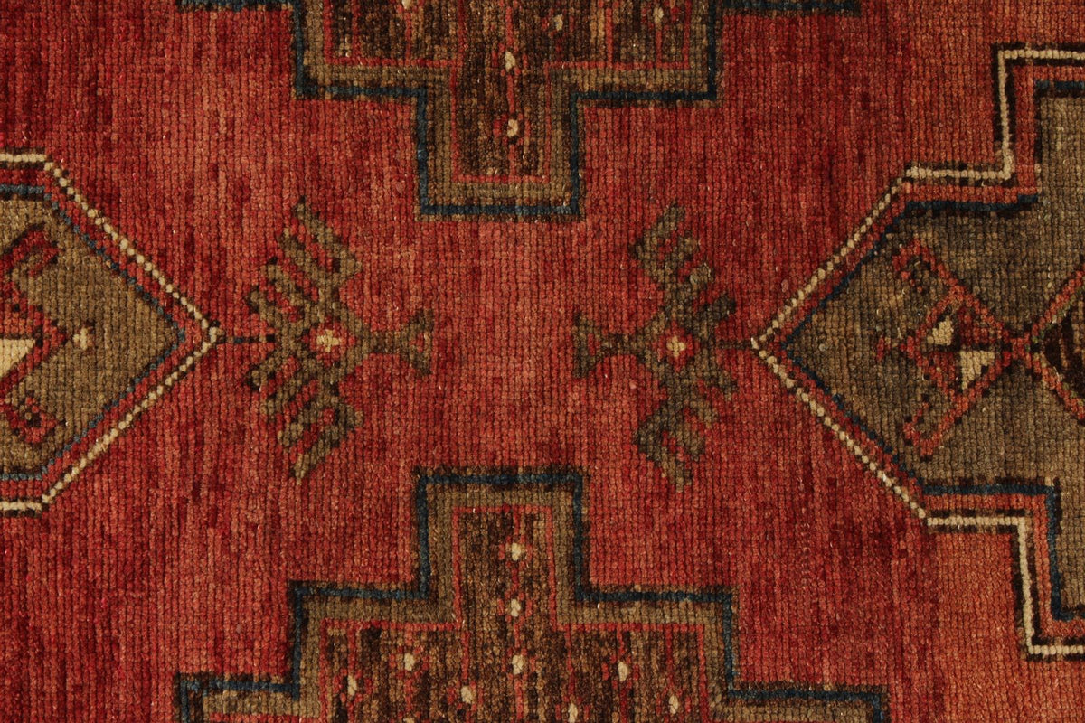 4x14 Red and Brown Turkish Tribal Runner