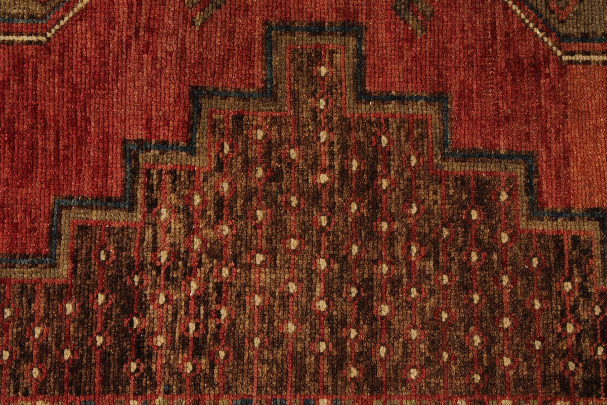 4x14 Red and Brown Turkish Tribal Runner