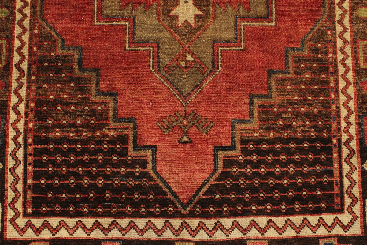 4x14 Red and Brown Turkish Tribal Runner
