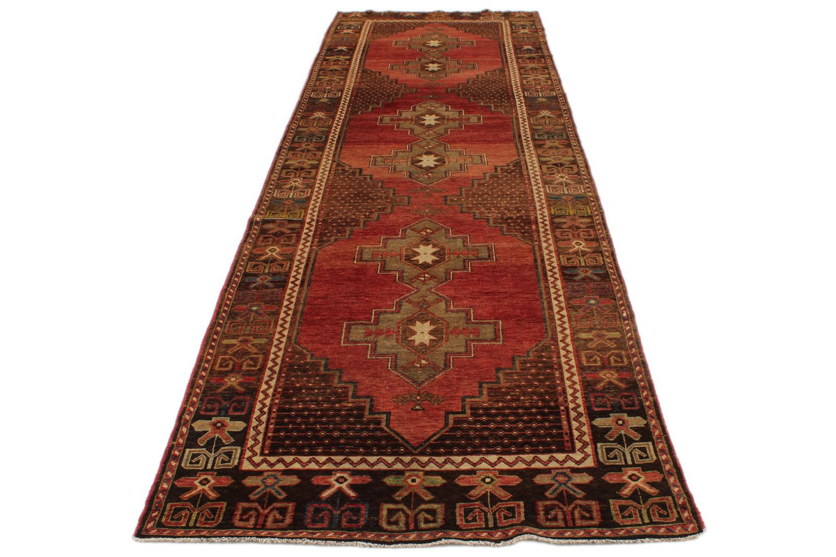 4x14 Red and Brown Turkish Tribal Runner