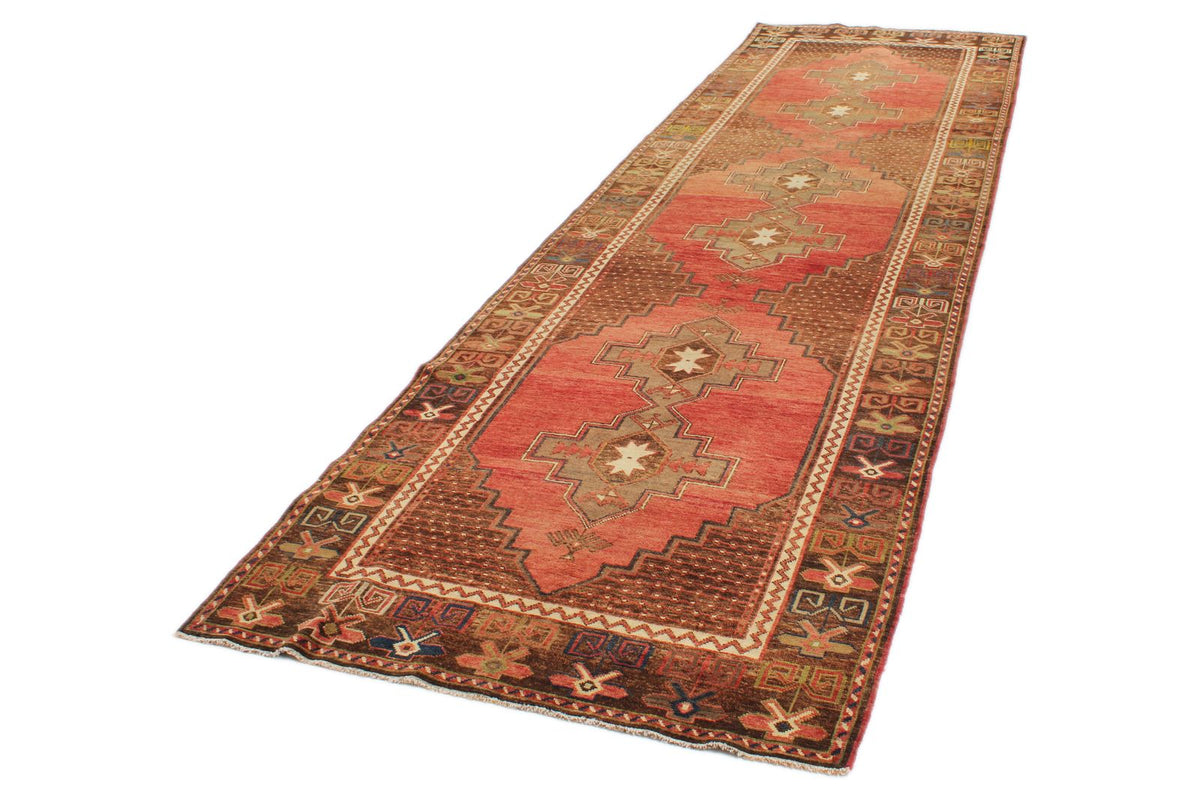 4x14 Red and Brown Turkish Tribal Runner