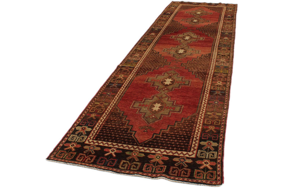 4x14 Red and Brown Turkish Tribal Runner