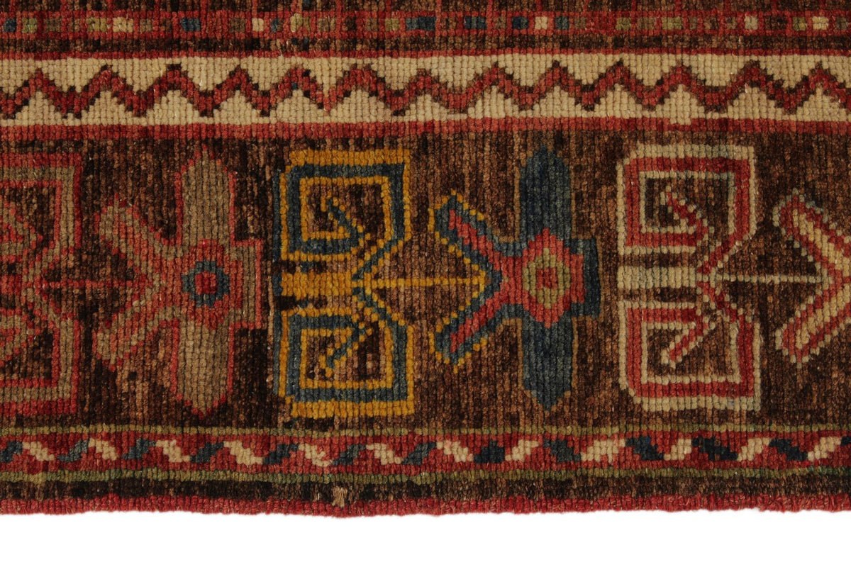4x14 Red and Brown Turkish Tribal Runner