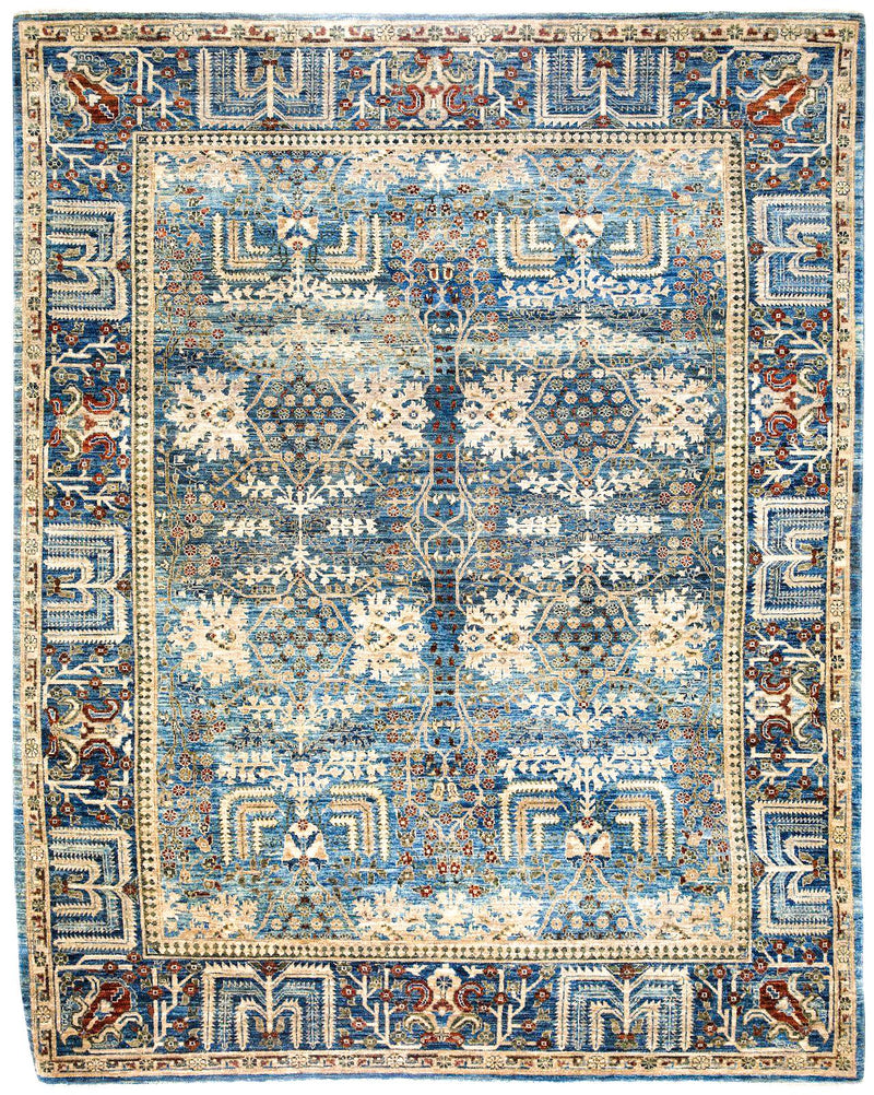 8x10 Light Blue and Beige Anatolian Traditional Rug
