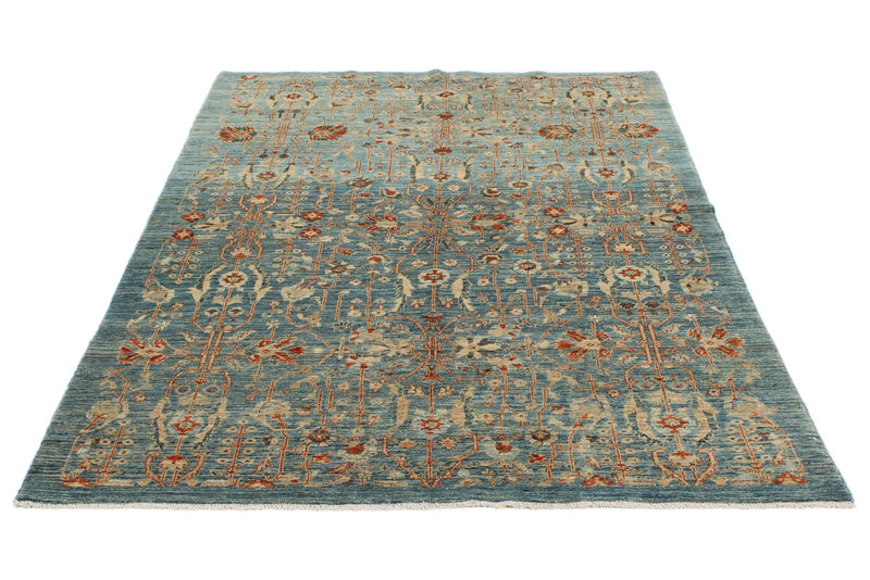 5x8 Red and Blue Traditional Rug