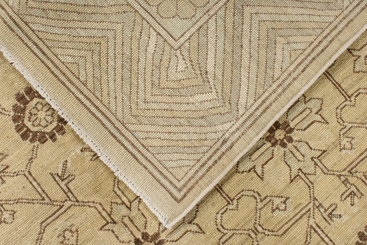 8x10 Ivory and Brown Turkish Tribal Rug