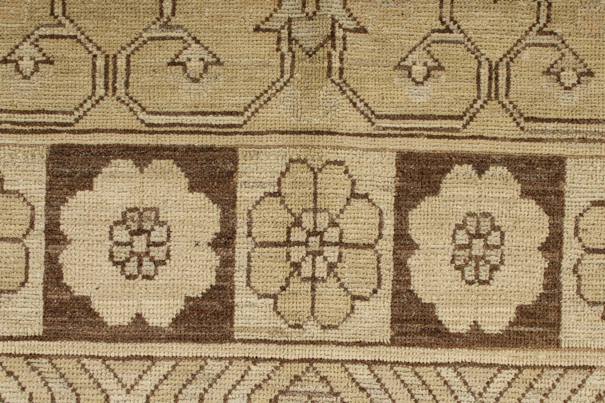 8x10 Ivory and Brown Turkish Tribal Rug