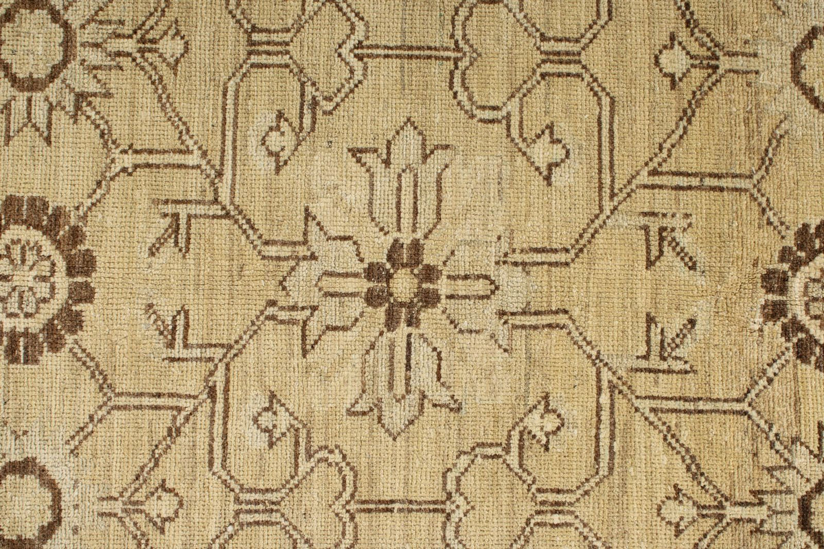 8x10 Ivory and Brown Turkish Tribal Rug