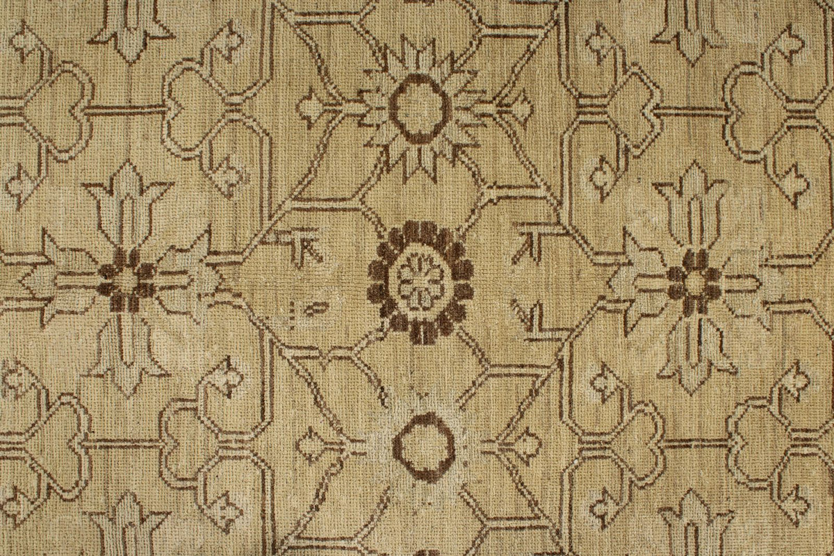 8x10 Ivory and Brown Turkish Tribal Rug