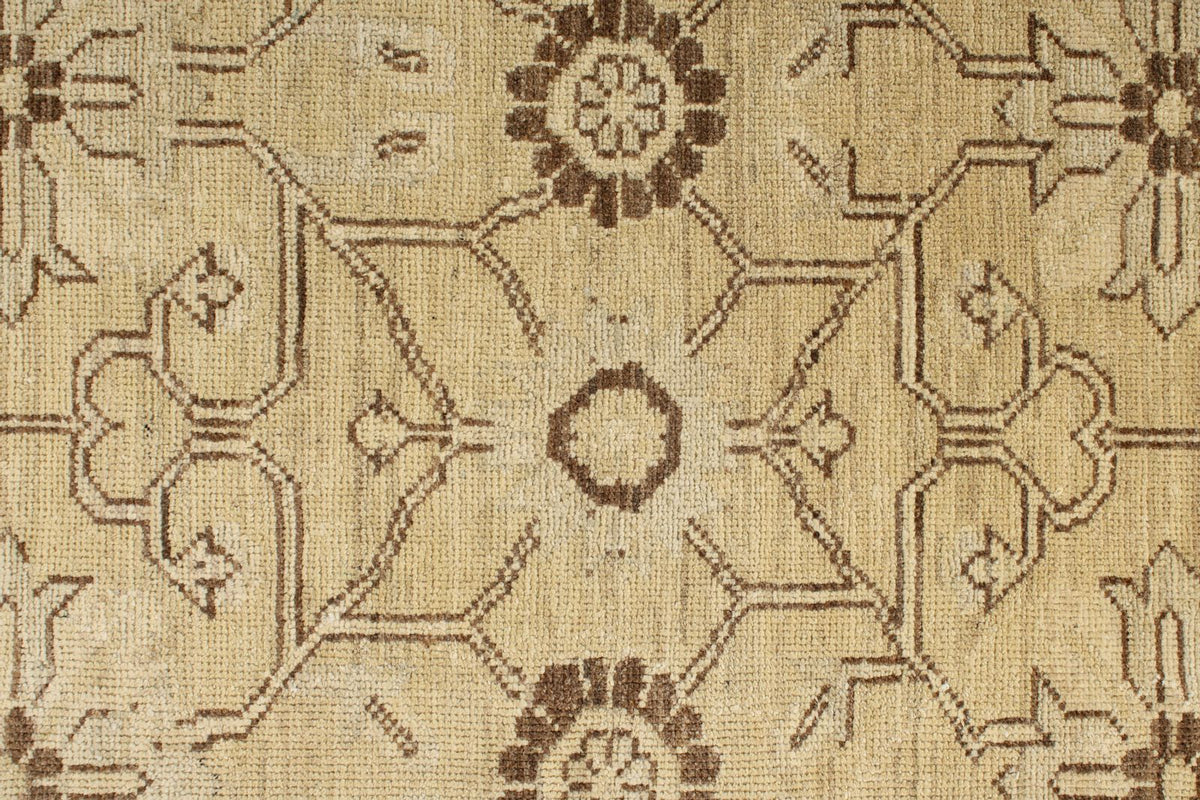 8x10 Ivory and Brown Turkish Tribal Rug