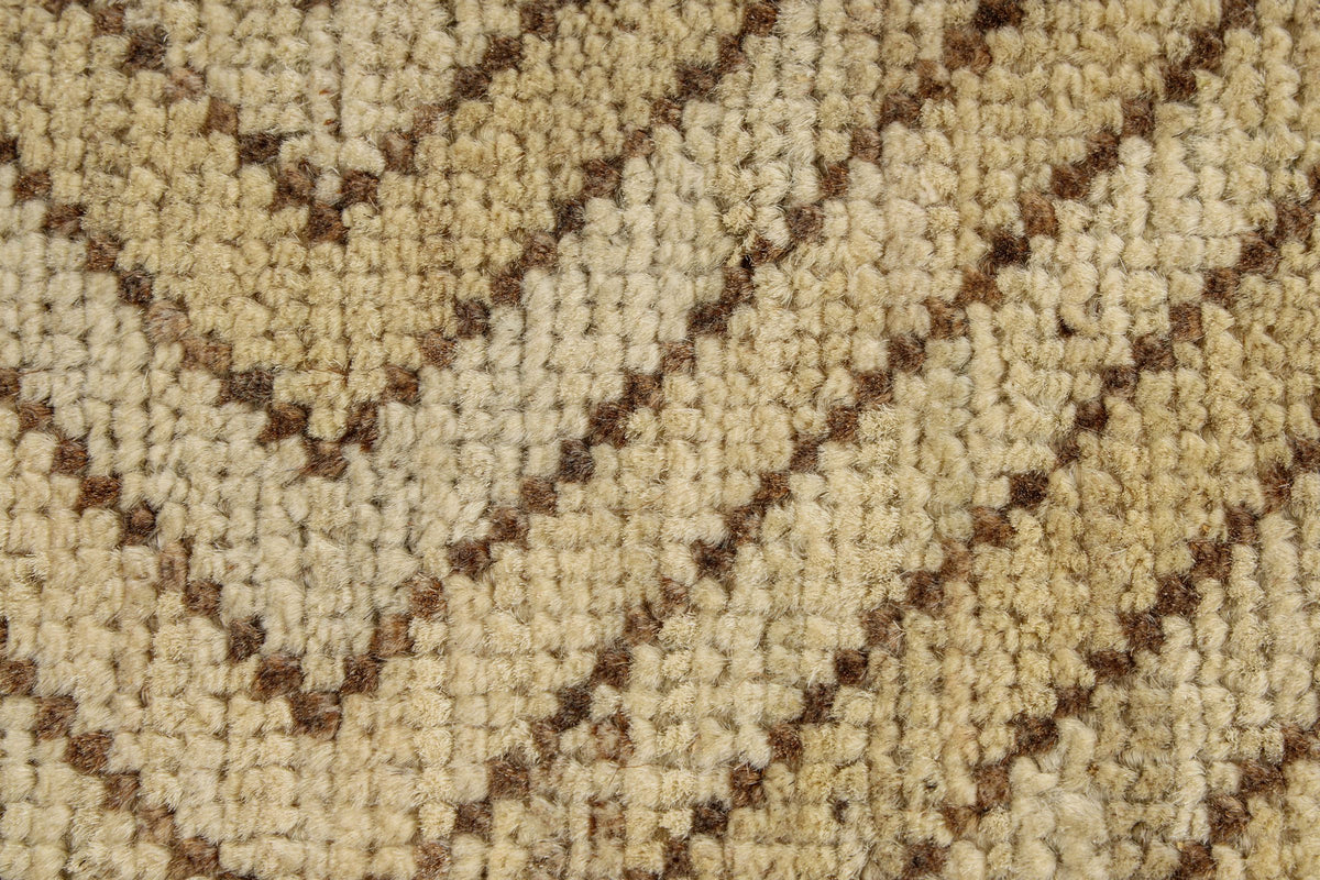 8x10 Ivory and Brown Turkish Tribal Rug