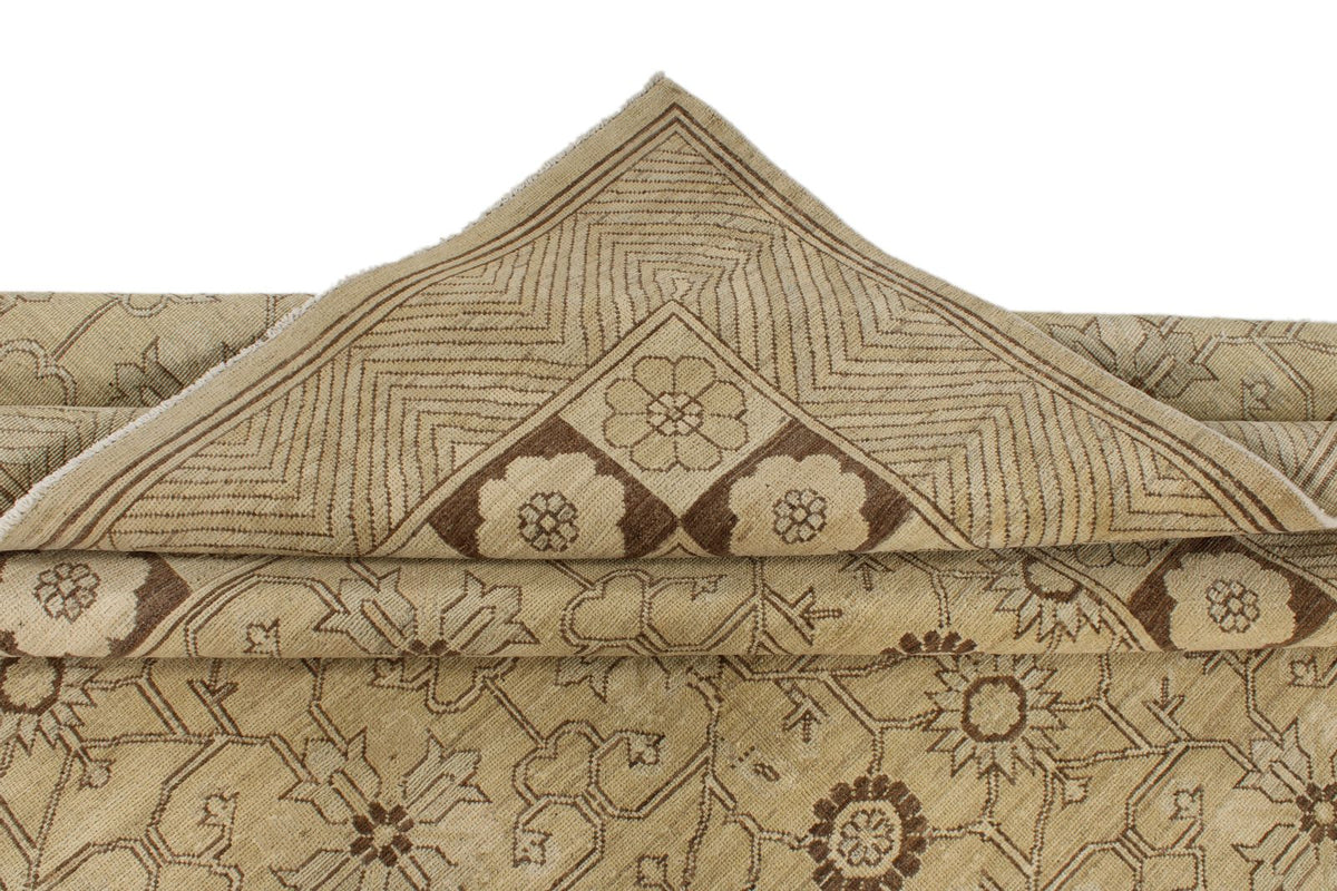 8x10 Ivory and Brown Turkish Tribal Rug