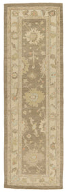 3x9 Gray and Ivory Turkish Oushak Runner