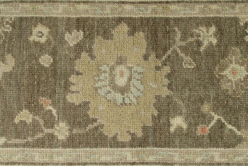 3x9 Gray and Ivory Turkish Oushak Runner