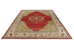 9x13 Red and Ivory Turkish Oushak Rug