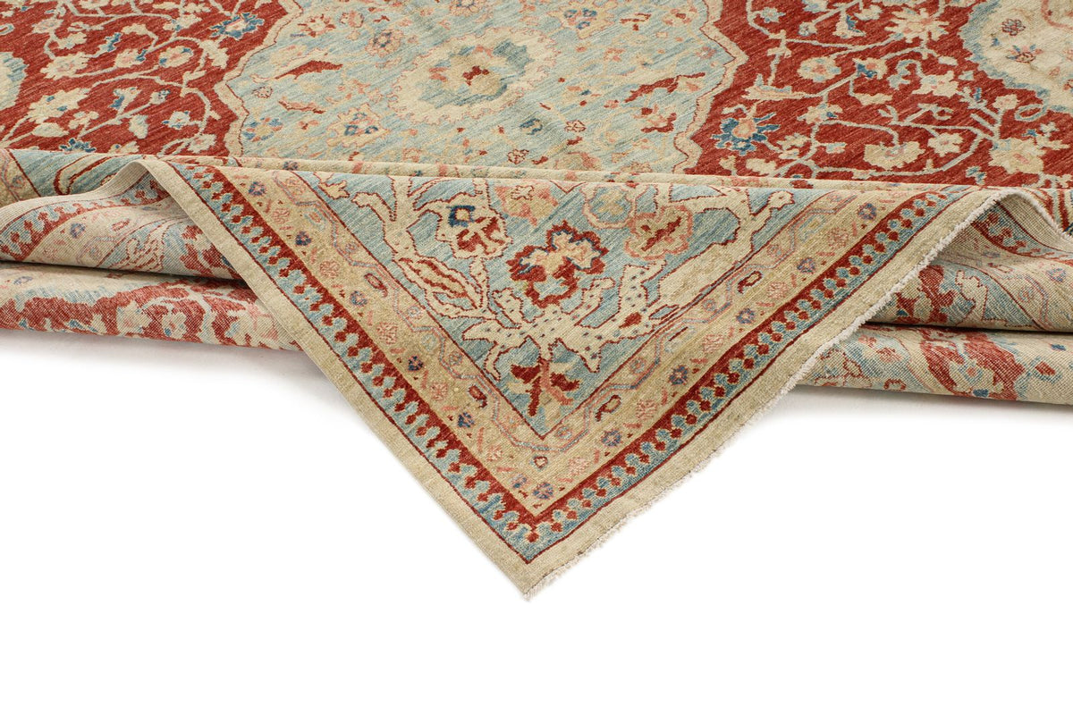 8x10 Red and Blue Turkish Oushak Rug