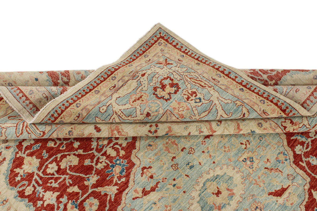 8x10 Red and Blue Turkish Oushak Rug