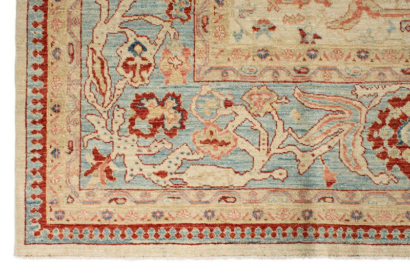 8x10 Red and Blue Turkish Oushak Rug