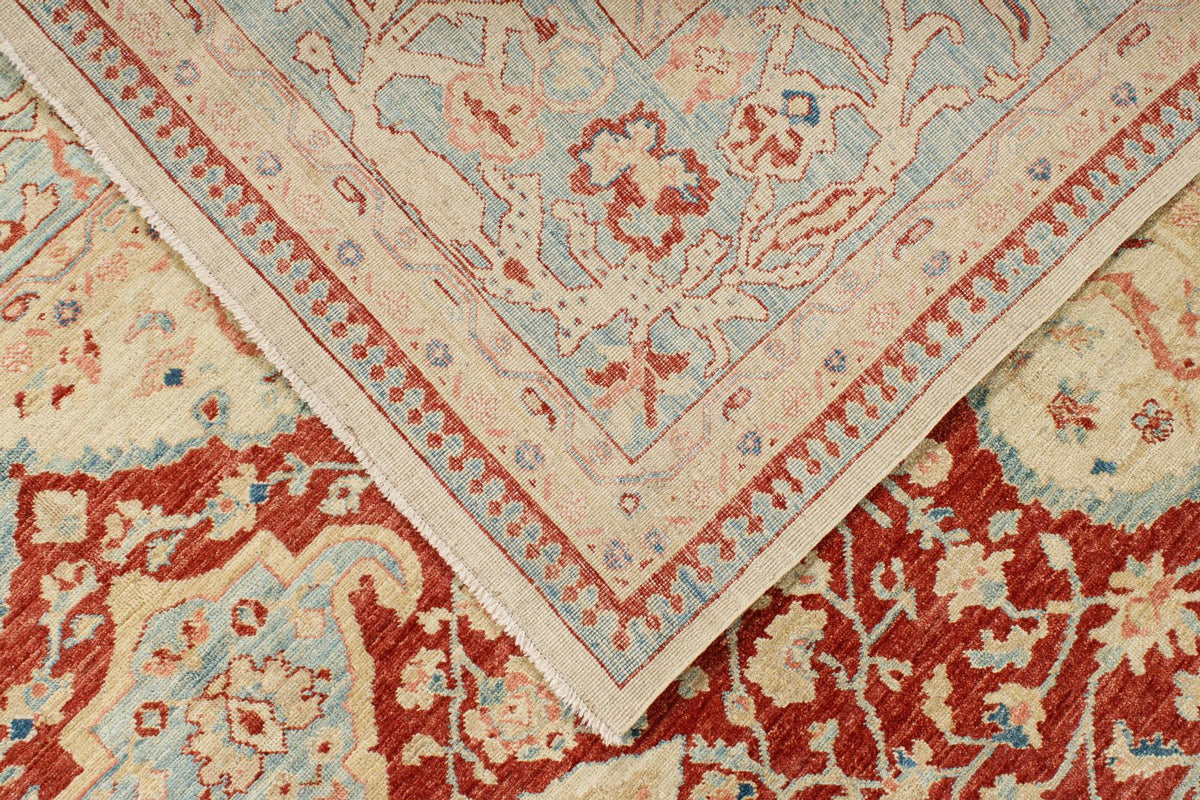 8x10 Red and Blue Turkish Oushak Rug