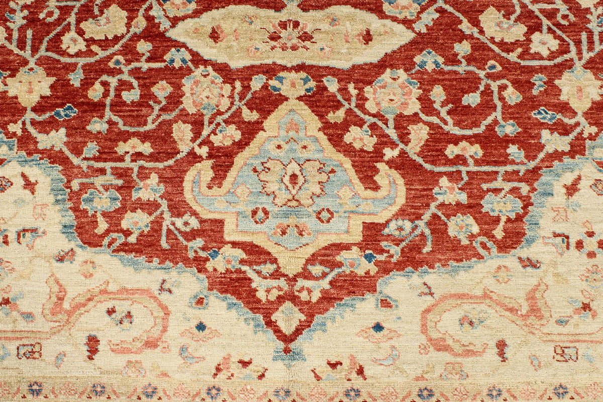 8x10 Red and Blue Turkish Oushak Rug