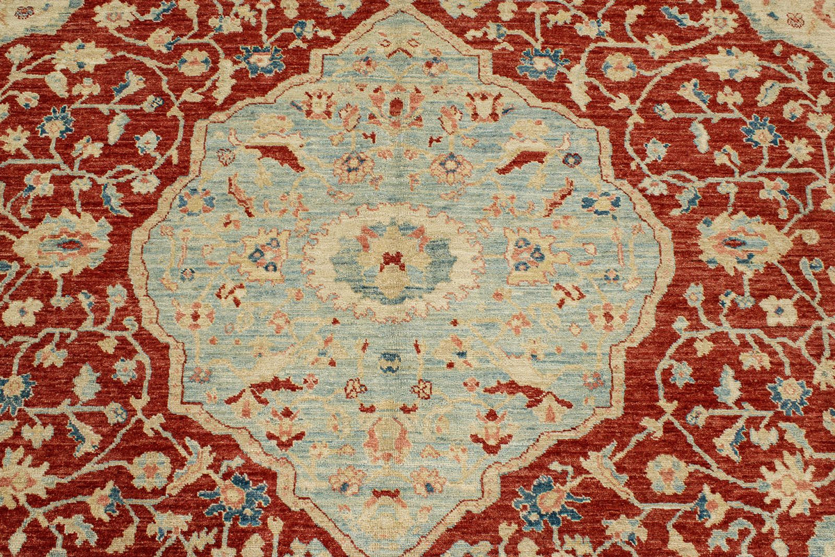 8x10 Red and Blue Turkish Oushak Rug