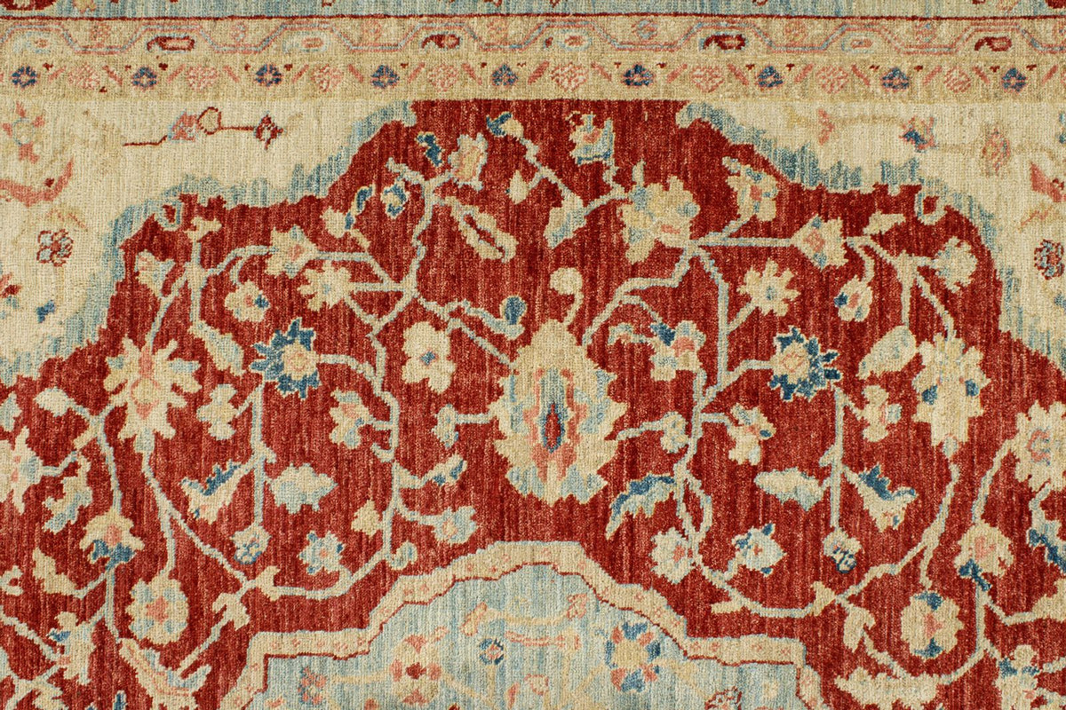 8x10 Red and Blue Turkish Oushak Rug