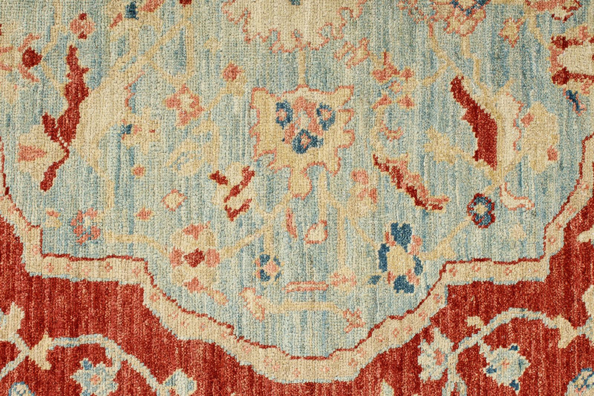 8x10 Red and Blue Turkish Oushak Rug