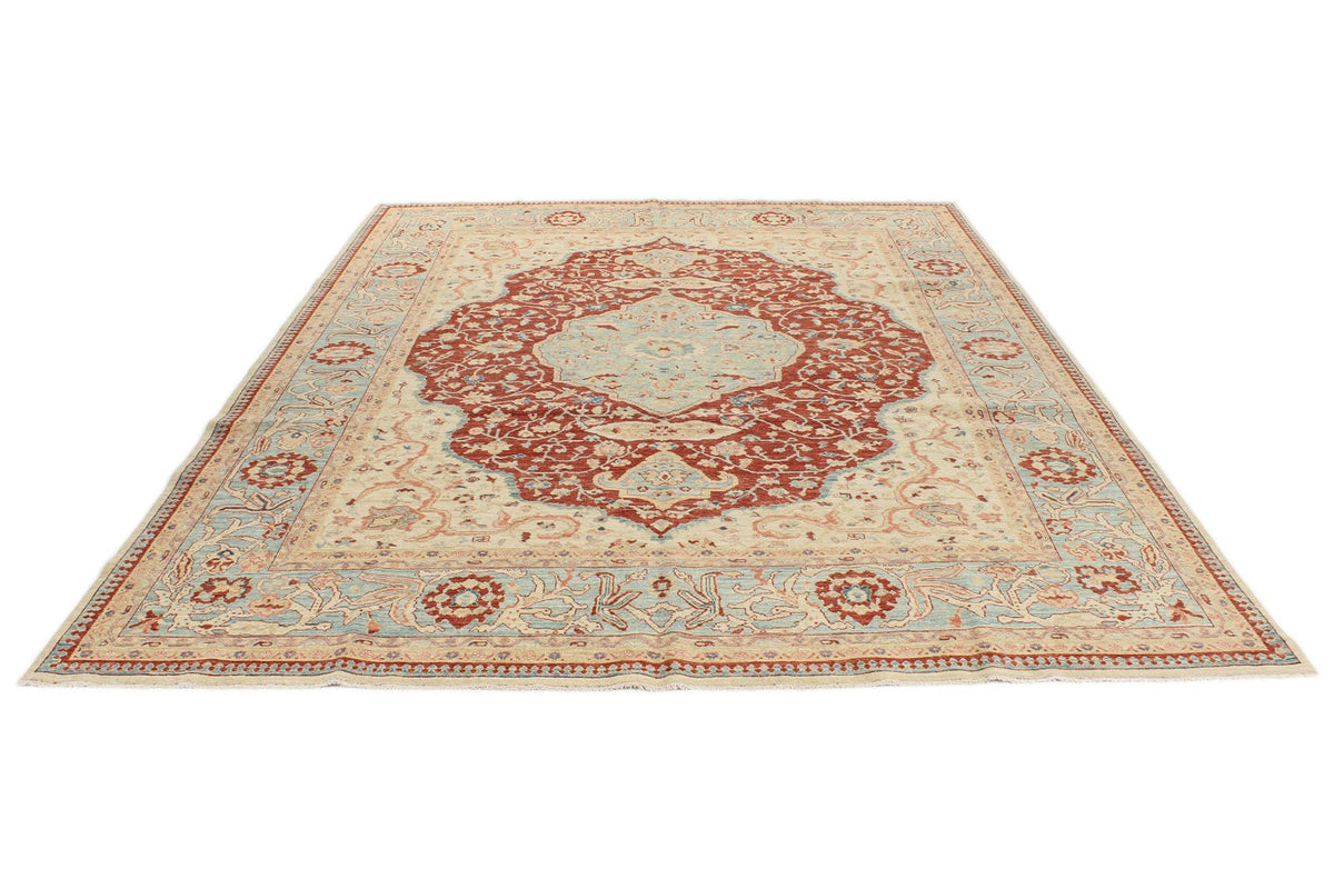 8x10 Red and Blue Turkish Oushak Rug