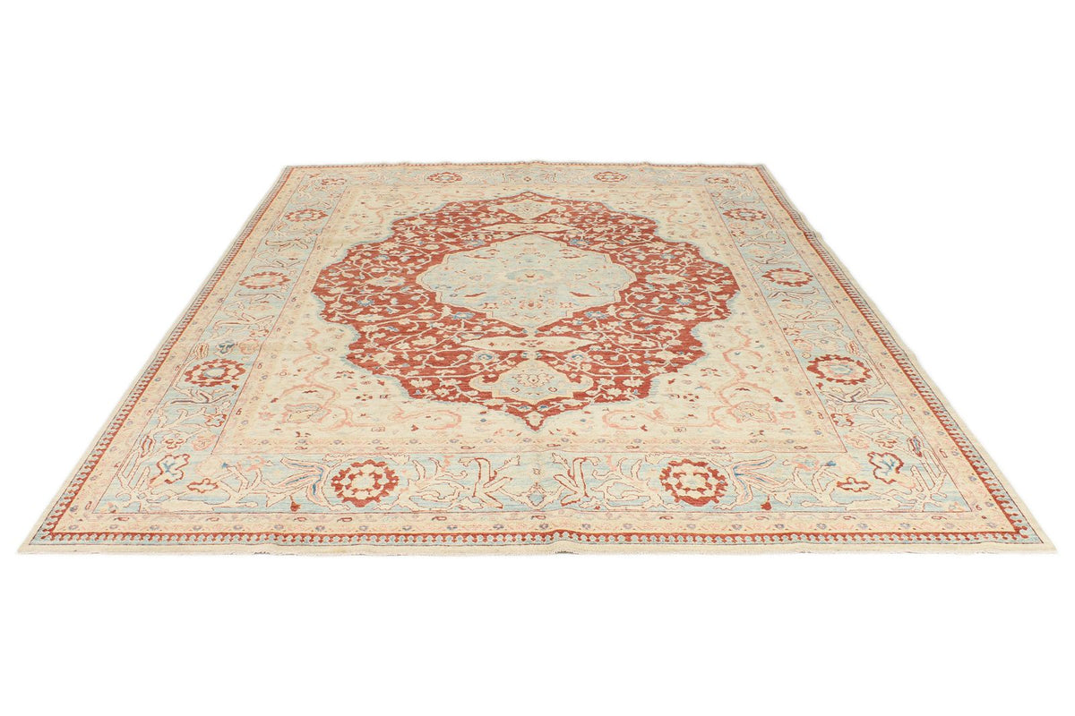 8x10 Red and Blue Turkish Oushak Rug