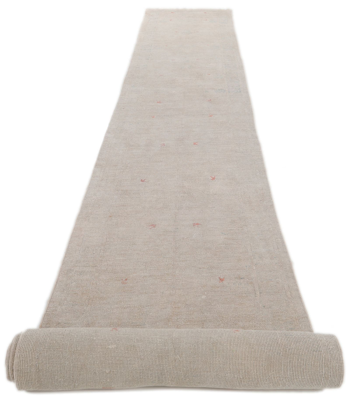 3x30 Ivory and Light Blue Oushak Runner