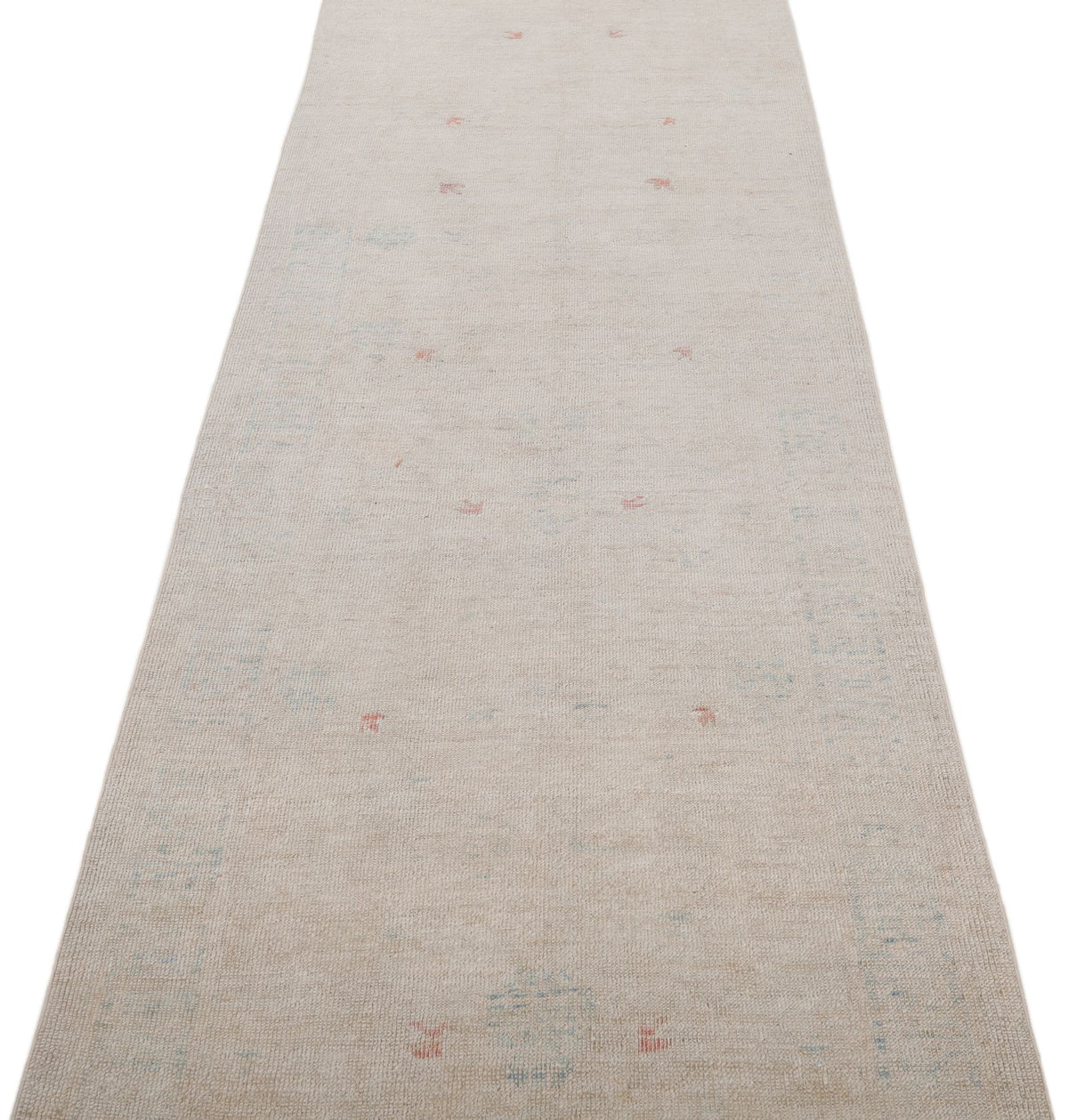 3x30 Ivory and Light Blue Oushak Runner