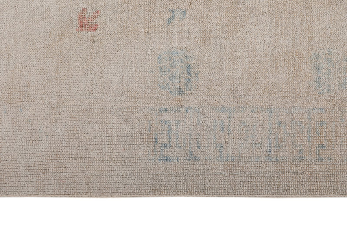 3x30 Ivory and Light Blue Oushak Runner