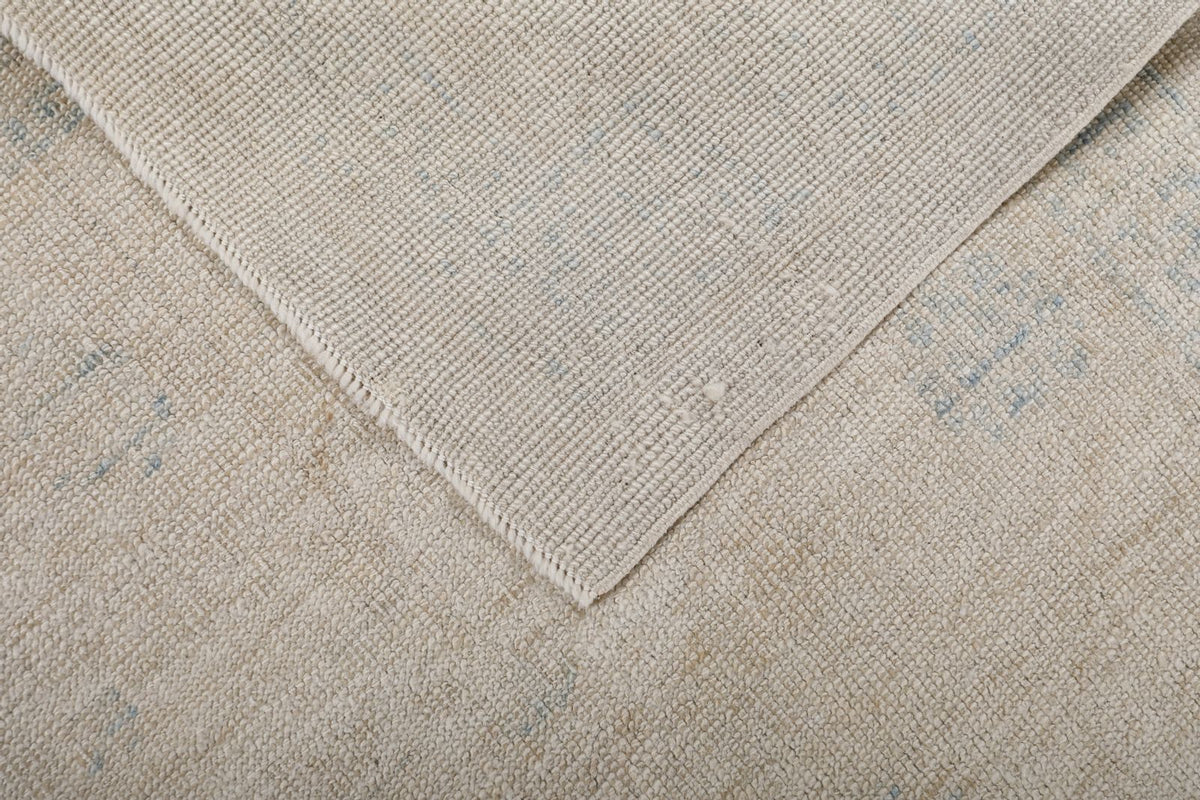 3x30 Ivory and Light Blue Oushak Runner