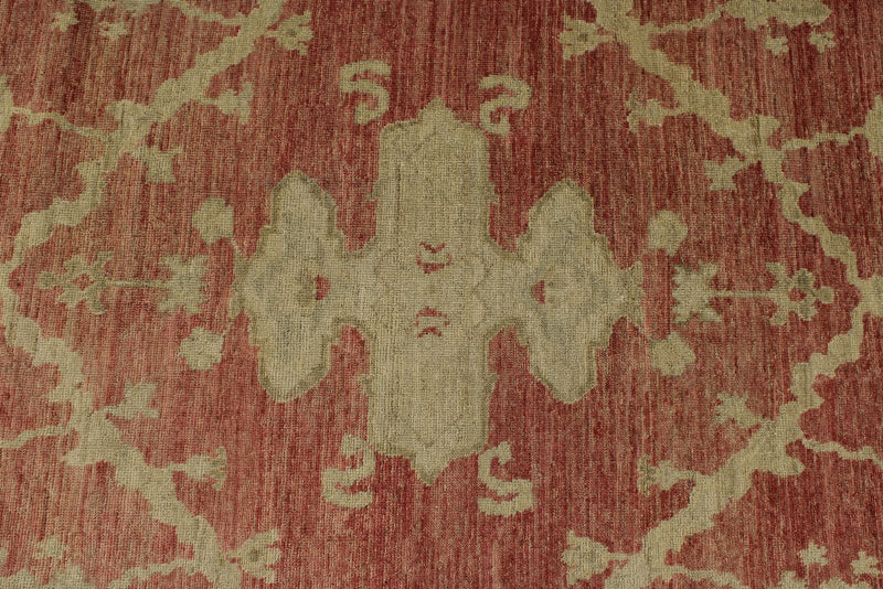 13x15 Beige and Red Turkish Oushak Rug