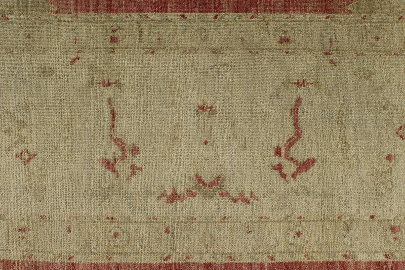 13x15 Beige and Red Turkish Oushak Rug