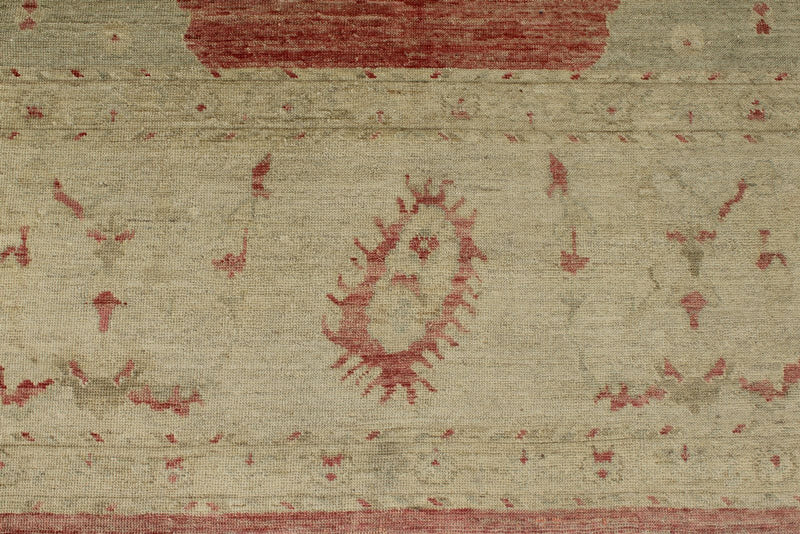 13x15 Beige and Red Turkish Oushak Rug