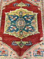 6x8 Red and Ivory Turkish Oushak Rug