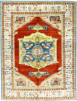 6x8 Red and Ivory Turkish Oushak Rug