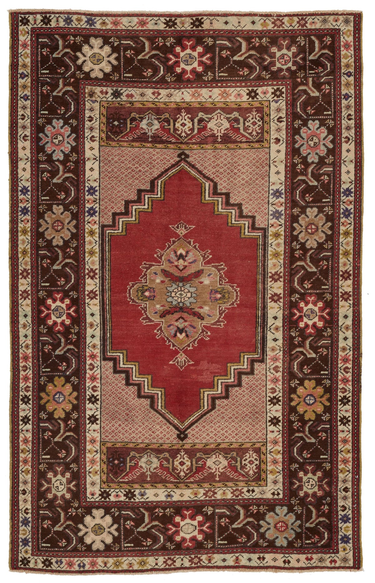 4x6 Red and Brown Turkish Tribal Rug