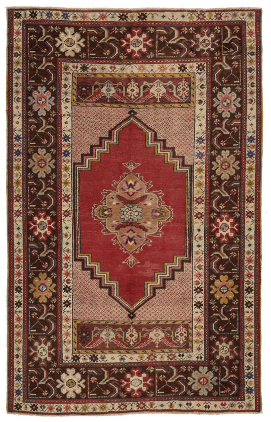 4x6 Red and Brown Turkish Tribal Rug