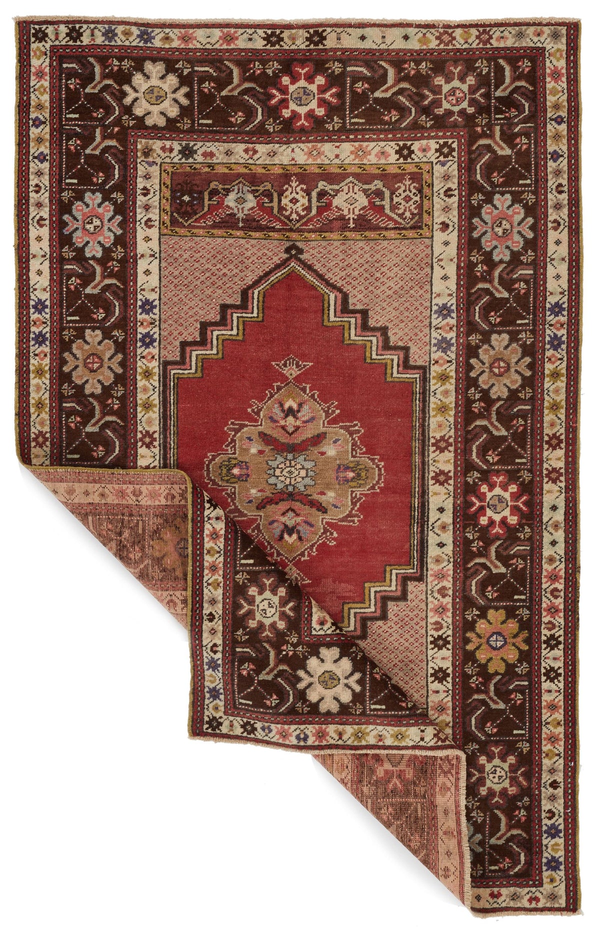4x6 Red and Brown Turkish Tribal Rug