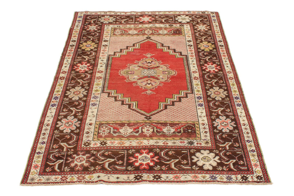 4x6 Red and Brown Turkish Tribal Rug