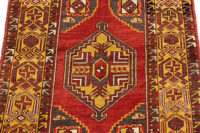 4x6 Red and Gold Turkish Tribal Rug