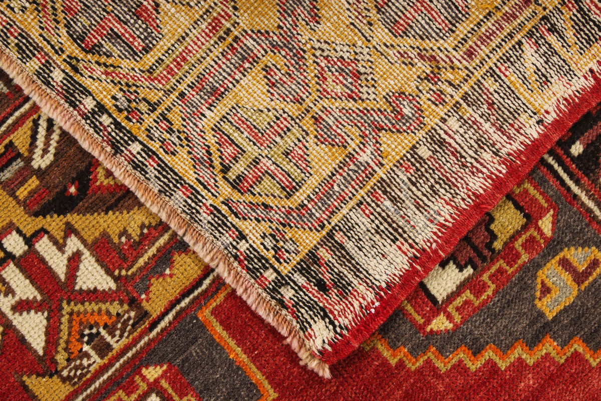 4x6 Red and Gold Turkish Tribal Rug