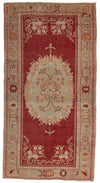 4x7 Red and Ivory Turkish Tribal Rug