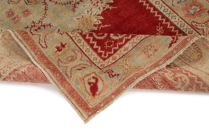 4x7 Red and Ivory Turkish Tribal Rug