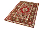 4x6 Red and Brown Turkish Tribal Rug